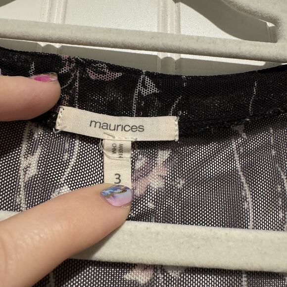 Maurices Black Floral Smocked Mesh Top Plus Size 3X - Picture 7 of 9